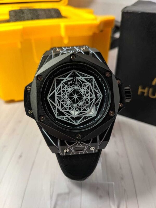 Relógio Hublot Sang Bleu Preto P/Couro - Image 4